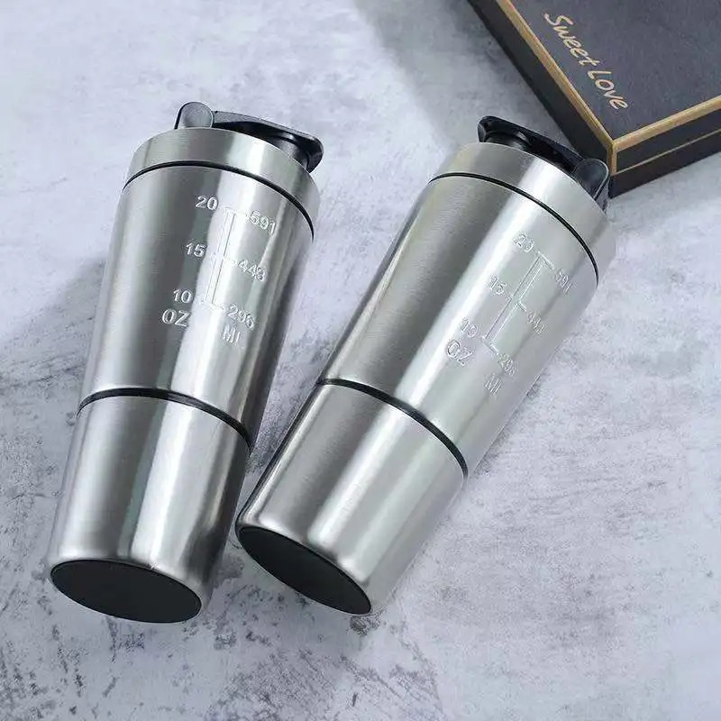 Stainless Steel Protein Shaker Cup Portable Fitness Sports Mug Nutrition Shakers Cup Water Bottles Water Cup Portable Shakers