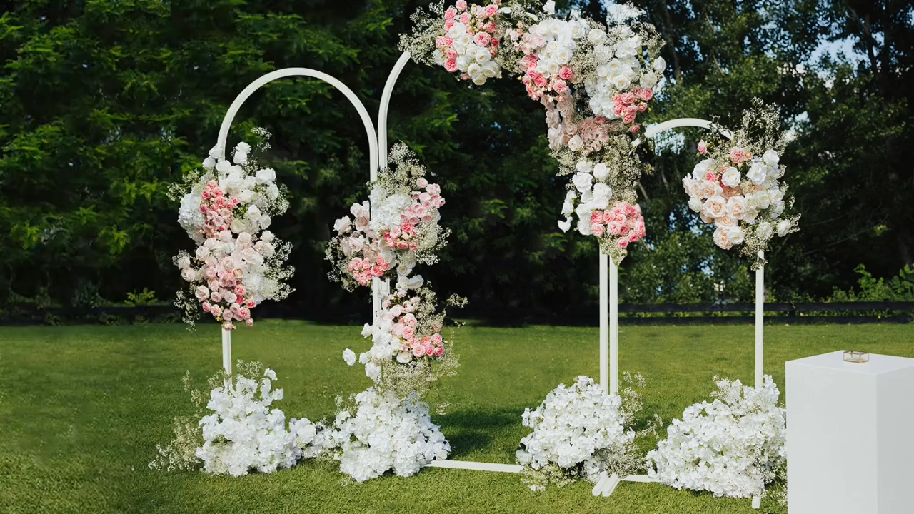 Set of 3 Wedding Arch Balloon Frame Metal Backdrop Stand Garden Floral Arch Deco
