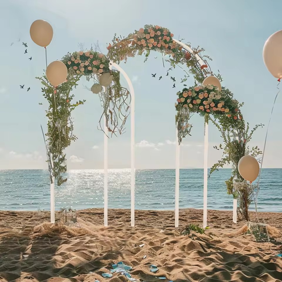 Set of 3 Wedding Arch Balloon Frame Metal Backdrop Stand Garden Floral Arch Deco
