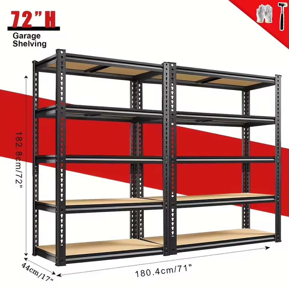2pcs Heavy-Duty Metal Shelving Unit 5-Tier Adjustable Freestanding Garage Storage Rack, Pantry, Utility, Utility
