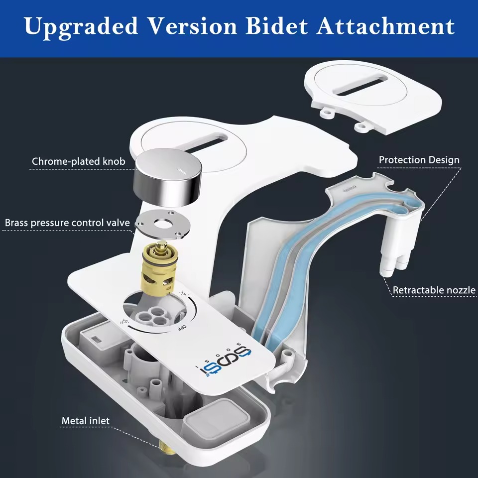on-Electric Bidet Toilet Seat Attachment with Pressure Controls, Retractable Self-Cleaning Dual Nozzles for Frontal & Rear Wash