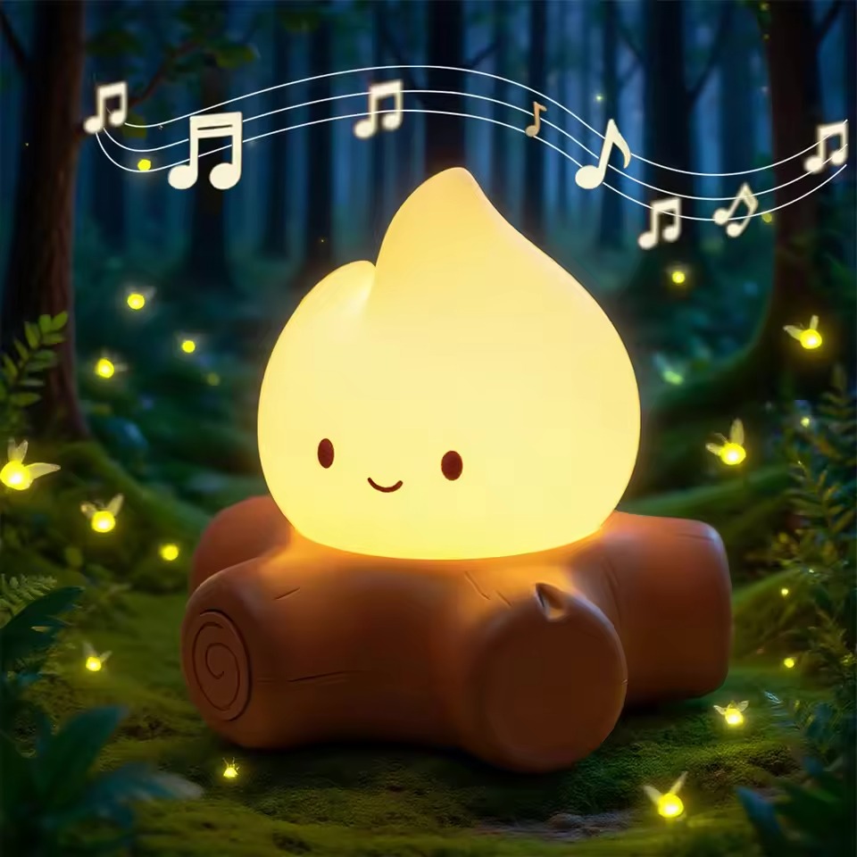Campfire Night Lights With White Noise Creative Room Decoration Atmosphere LED Light Desk Lamp For Kids Christmas Birthday Gift
