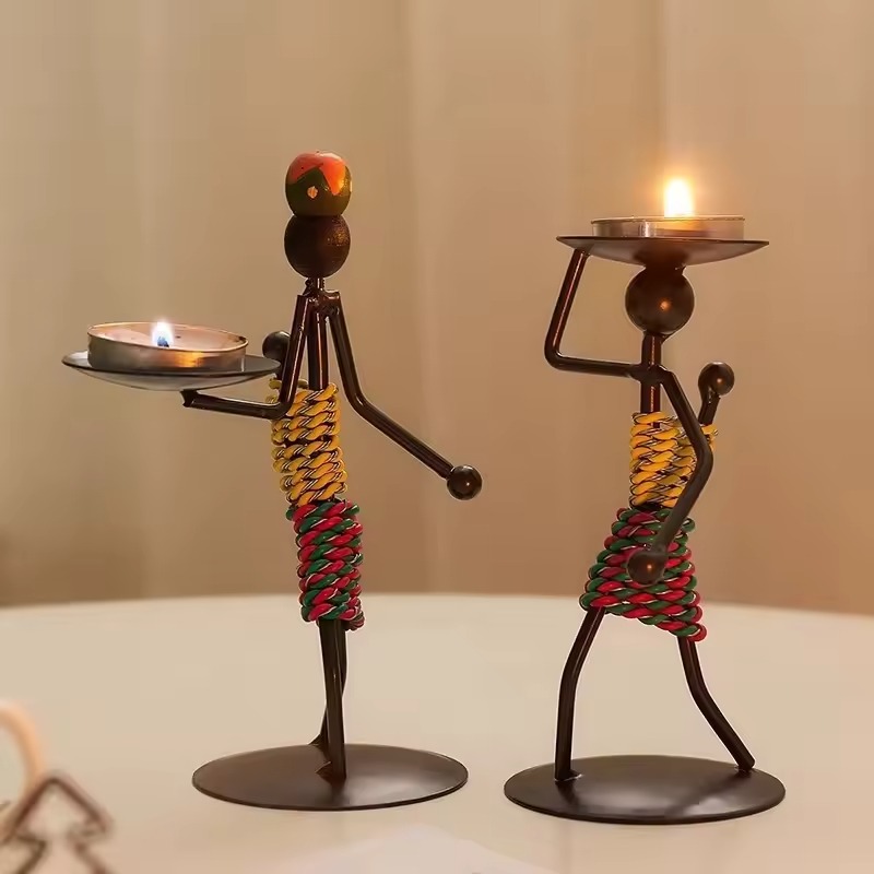 Light Luxury Table Decoration Candle Holder Iron Home Romantic Candlelight Dinner Metal Candle Holder Knick-knack Props