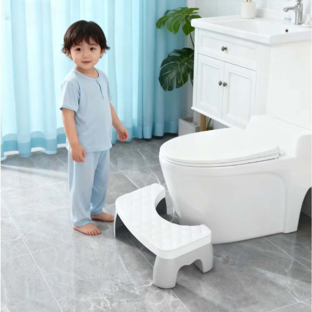 Adjustable Non-Slip Squat Stool for Toilet, Bathroom Step Stool with Anti-Skid Base - Portable & Space-Saving for Home/Travel